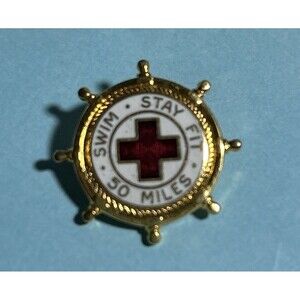 Stay Fit, Swim 50 Miles -ARC American Red Cross, Enamel Pin